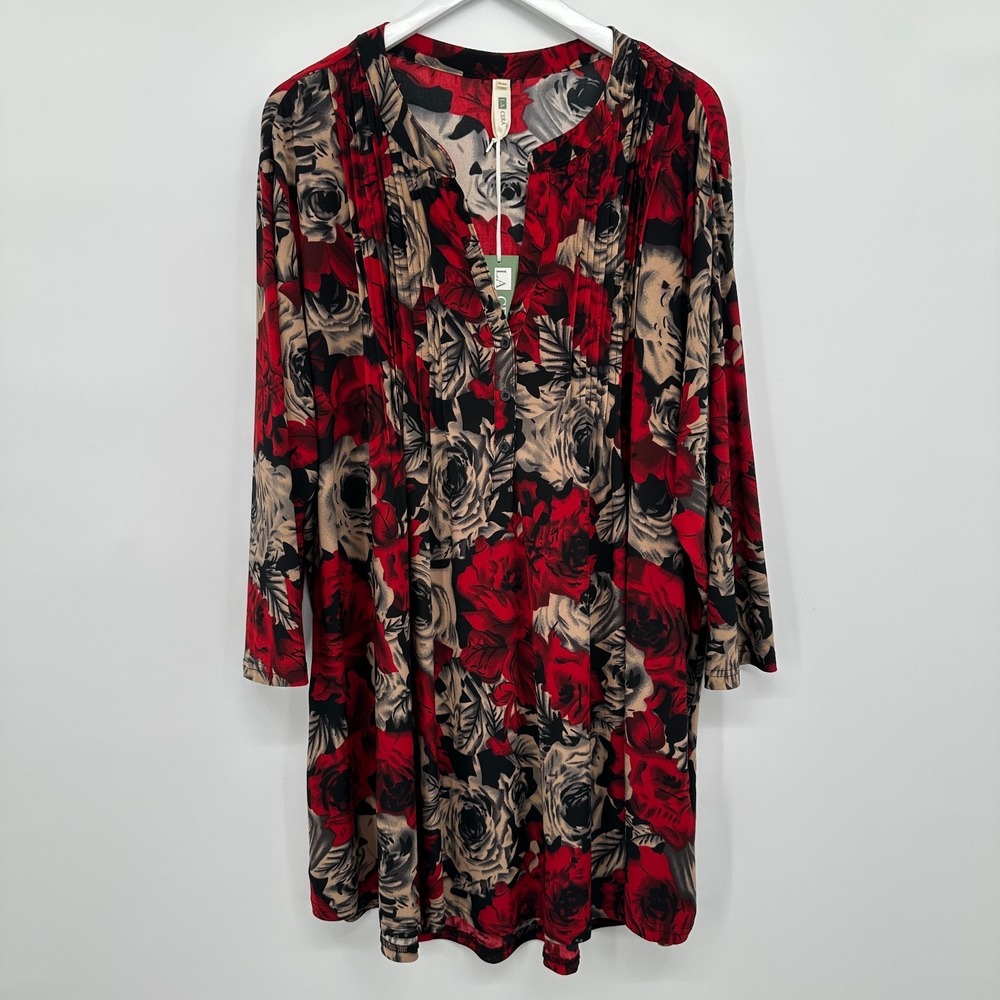 La Cera Tunic Top Shirt 3X Stretch Floral Bloomcore Festival Witchy Grunge New - Picture 14 of 14